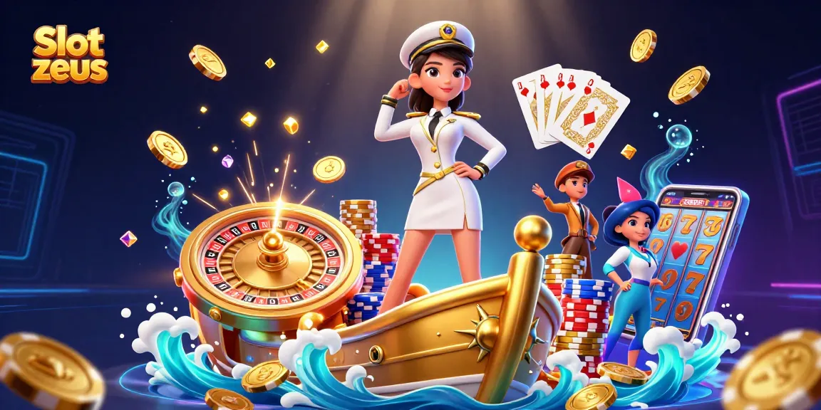 Spin the reels with Slot zeus and discover cascading gold coins in this vibrant casino scene.
