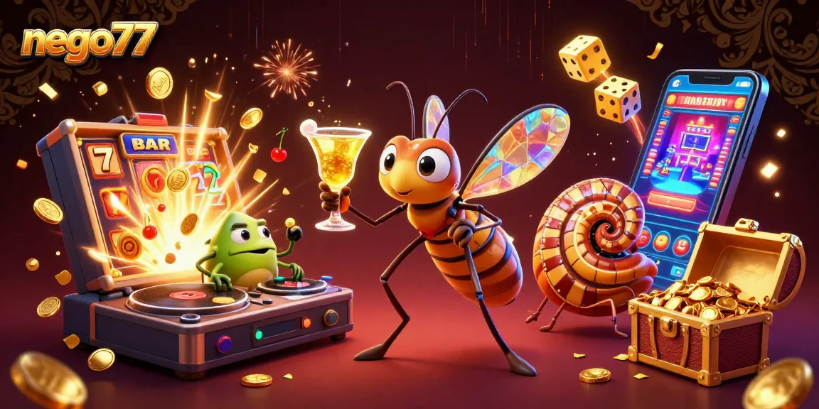 Experience the thrills of nego77 with our animated casino mascot and exciting game elements.