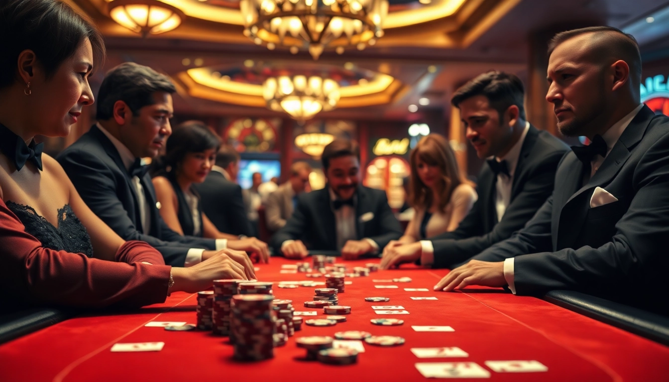 Menangkan Slot deposit 5000 di meja poker dengan suasana mewah di kasino yang ramai.