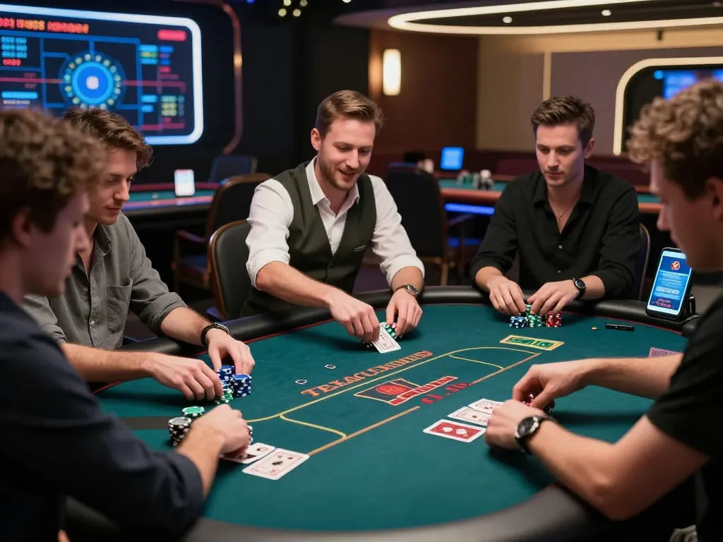 Players engaging in a strategic game of poker at dn88 online casino, showcasing high stakes and excitement