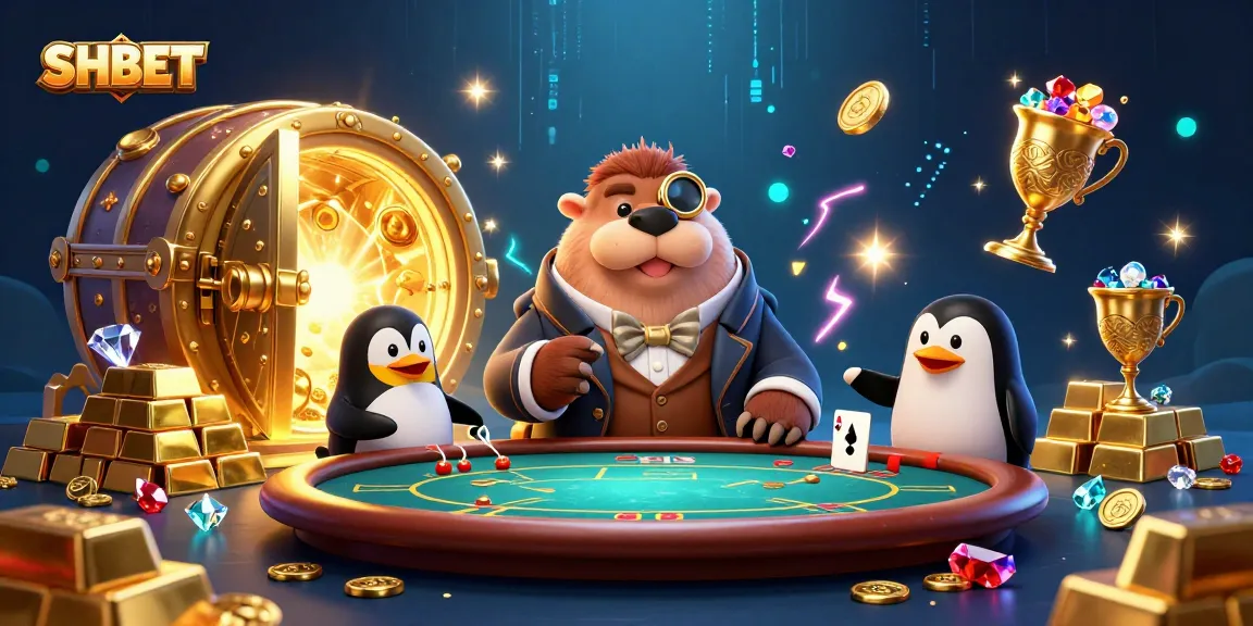 Enjoy the exciting world of SHBET with a vibrant underwater poker scene featuring unique characters and treasures.