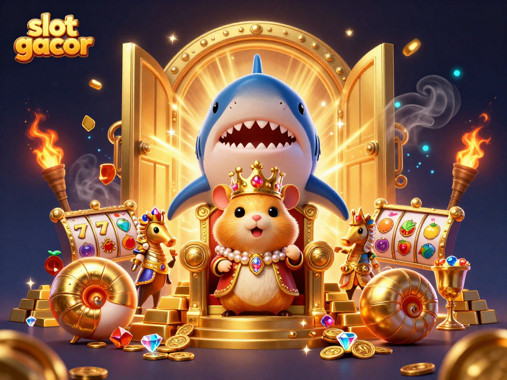 Engage in thrilling slot gacor action with dynamic gaming elements in this vibrant illustration.