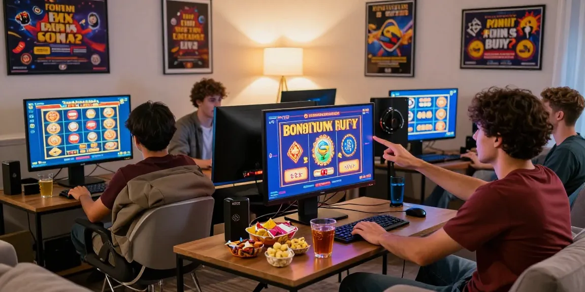 Exciting gaming atmosphere featuring players at https://celebratepanto.co.uk/ enjoying Bonus Buy slots in a cozy living room setting.