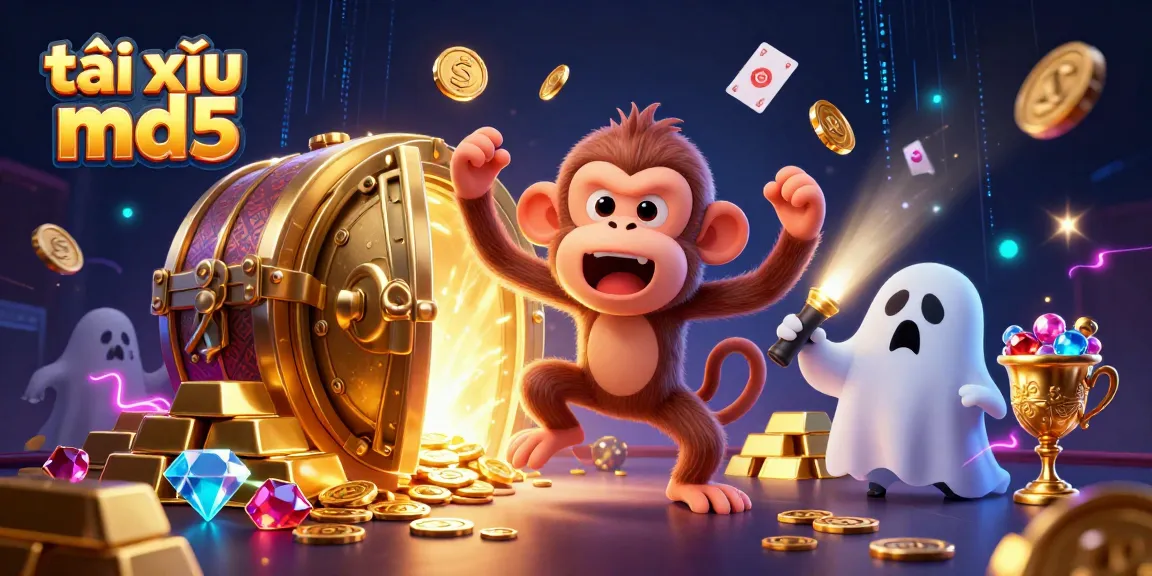 Engage in the thrilling world of tài xỉu md5 with ghostly characters and golden treasures in a haunted casino.