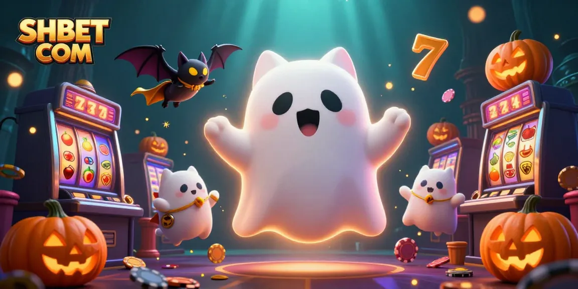 Experience thrilling casino play with the SHBET COM ghost cat in this vibrant 3D illustration.