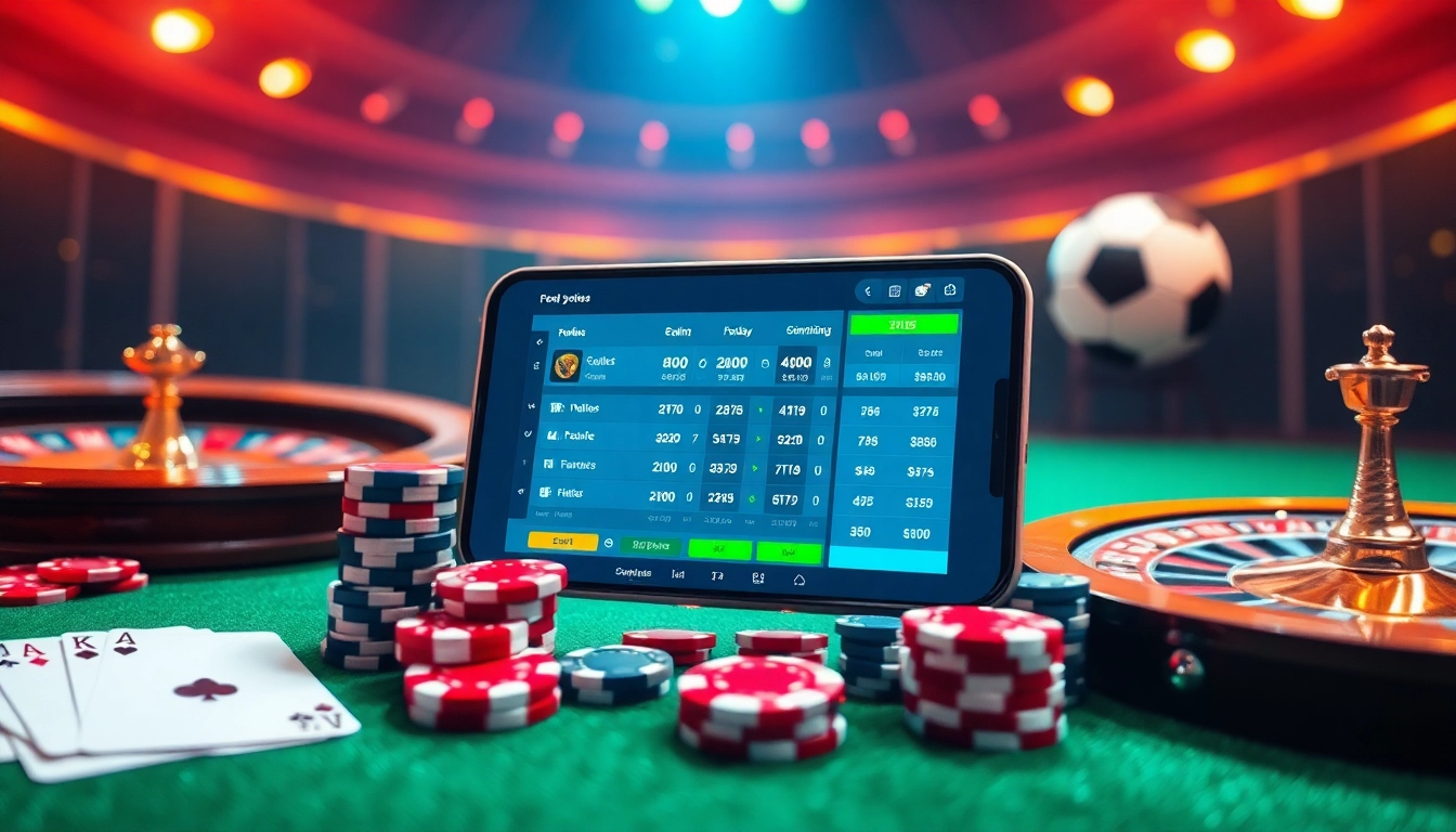 Engaging online sports betting scene showcasing สมัครแทงบอล with modern devices and gaming elements