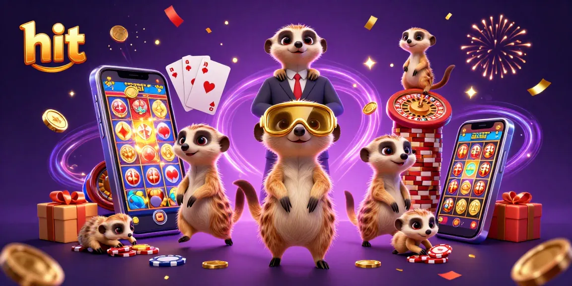 Spin to win with hit-themed meerkats at a vibrant casino, capturing the excitement of gaming.