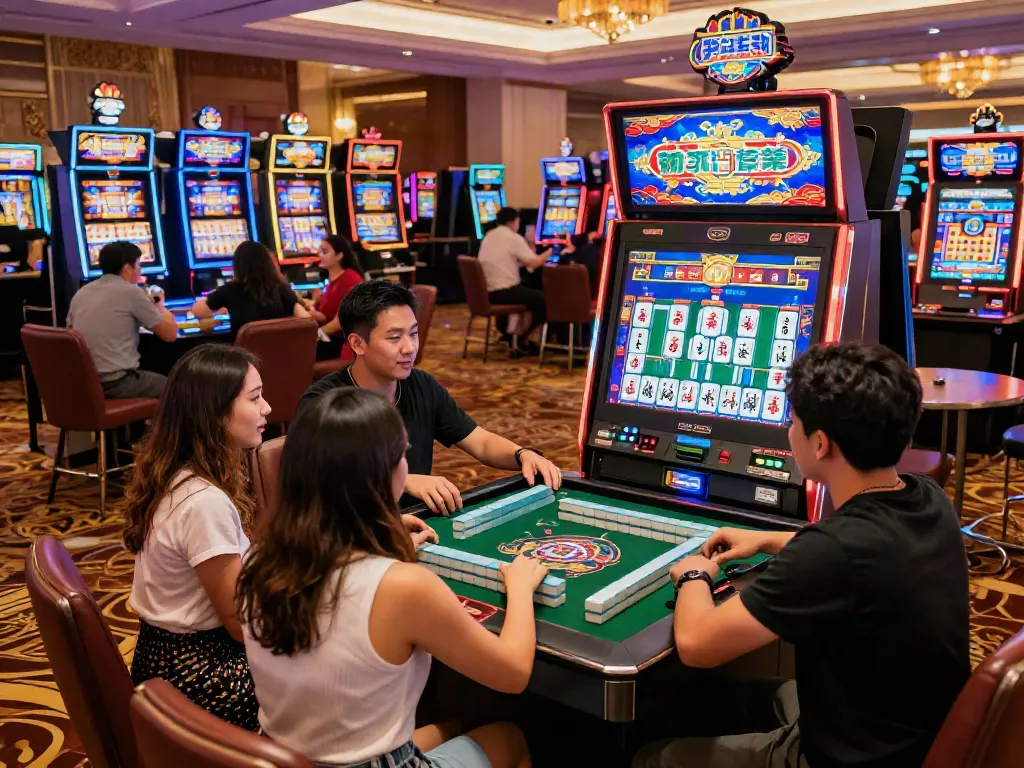 Pengalaman bermain mesin slot mahjong yang menggembirakan dengan teman-teman di kasino.