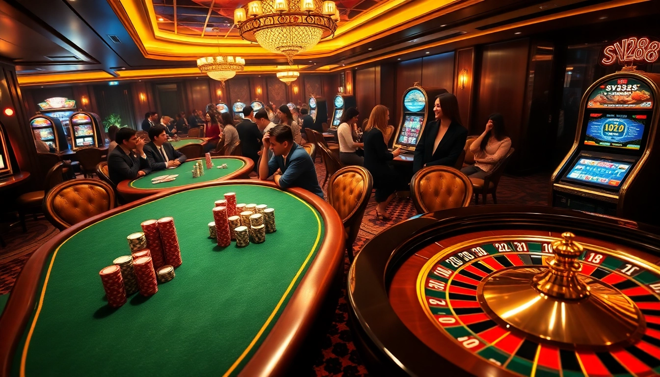 Engaging gambling experience at sv388.financial with vibrant casino tables and lively atmosphere.