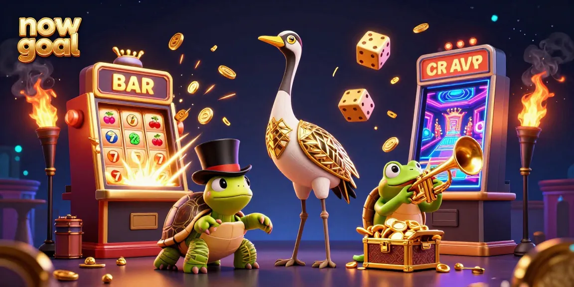 Experience the excitement of now goal with vibrant slot machines and engaging characters in a lively casino scene.