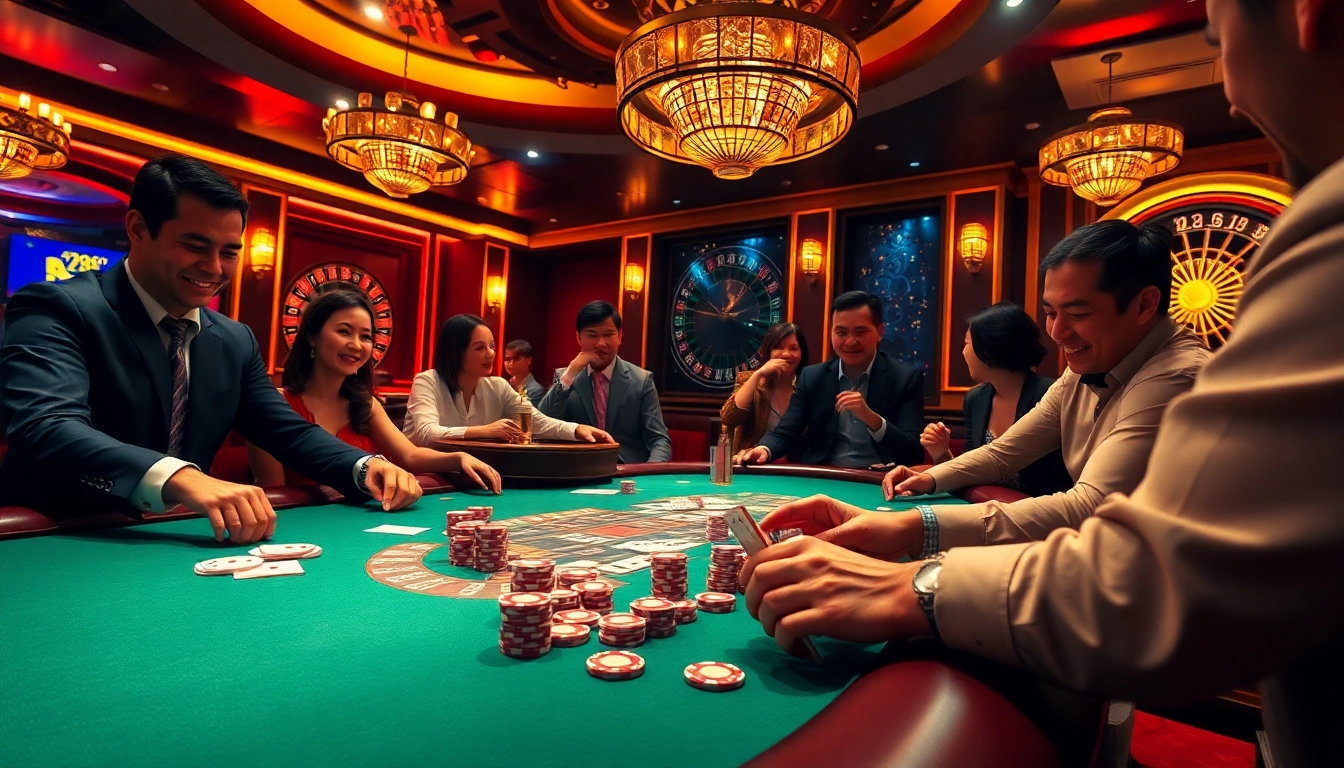 Experience the thrill of RR888 with high-stakes poker action surrounded by excited gamblers.