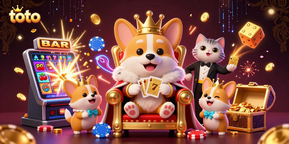 Experience the excitement of toto through a vibrant royal corgi scene in a dynamic casino