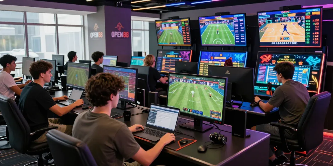 Engaged players in an exciting online gaming environment at OPEN 88, showcasing vibrant sports betting.