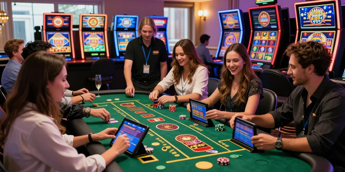Experience thrilling credit card gaming at being-there.org.uk's featured casinos, showcasing vibrant casino atmosphere and diverse players.