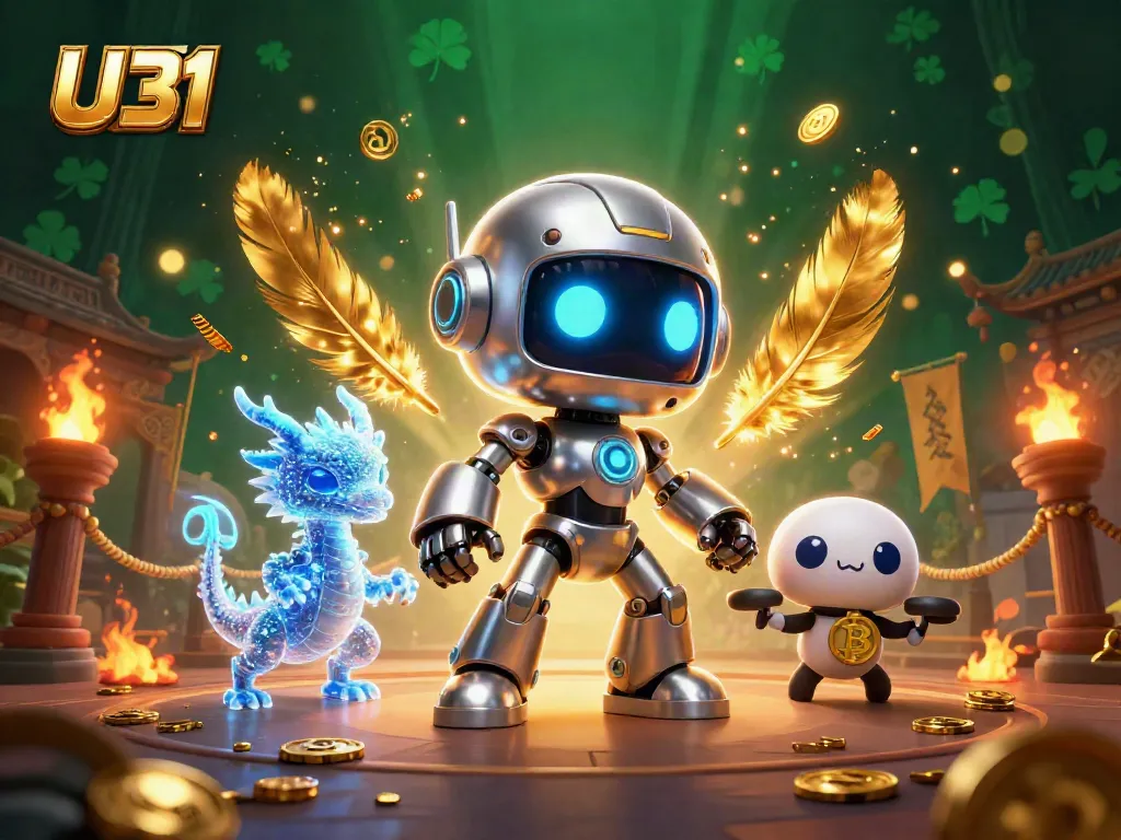 Engage with U31's thrilling gaming experience featuring vibrant 3D robots and casino elements