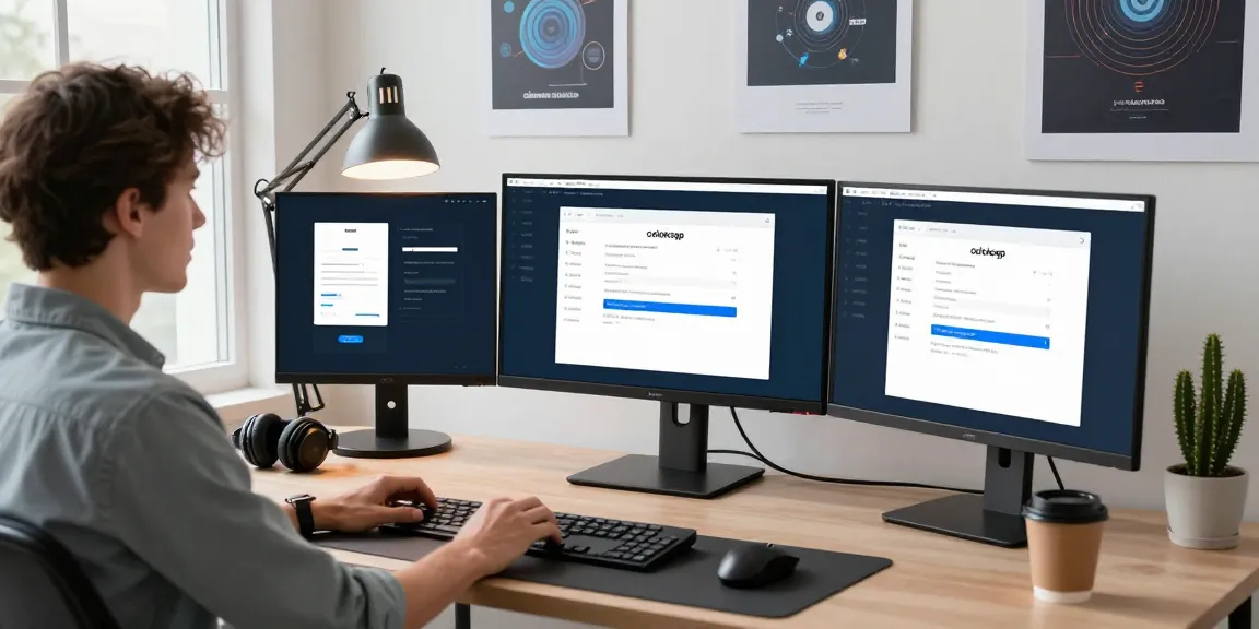 Individual engaging with coloksgp login on multiple screens in a modern workspace.