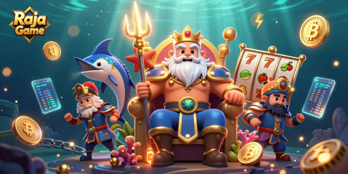 Experience thrilling wins with Raja Game's dynamic casino scene featuring enchanting underwater characters.