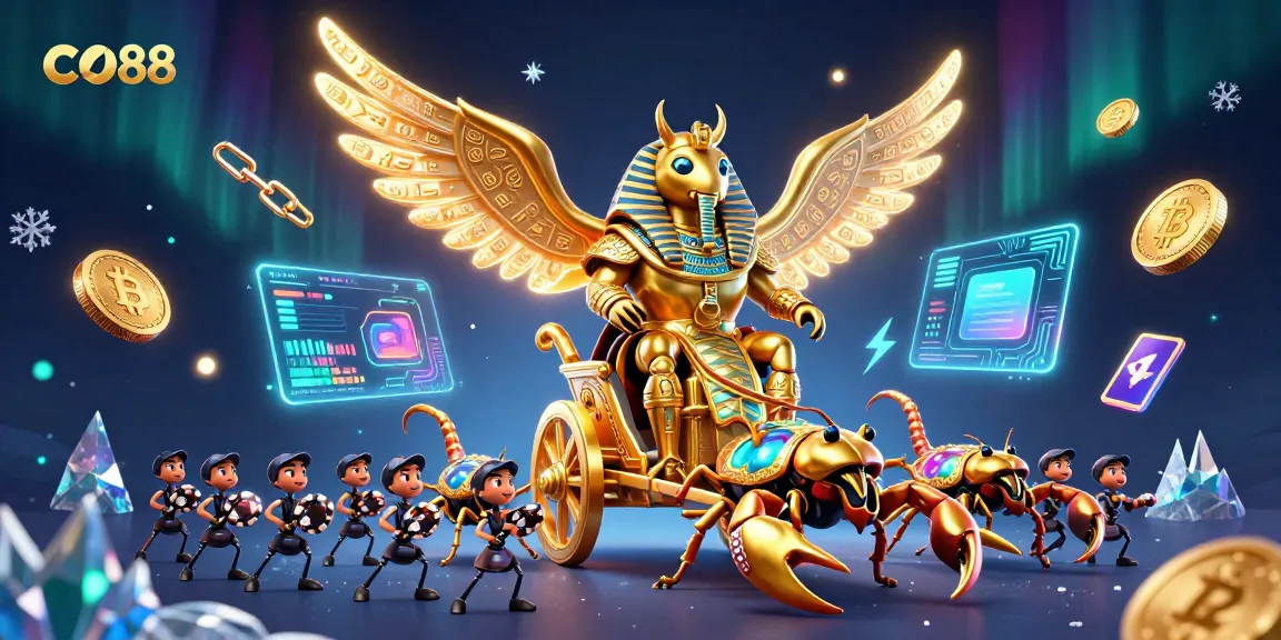 Engage in thrilling CO88 gaming with dynamic 3D illustrations showcasing excitement and strategy