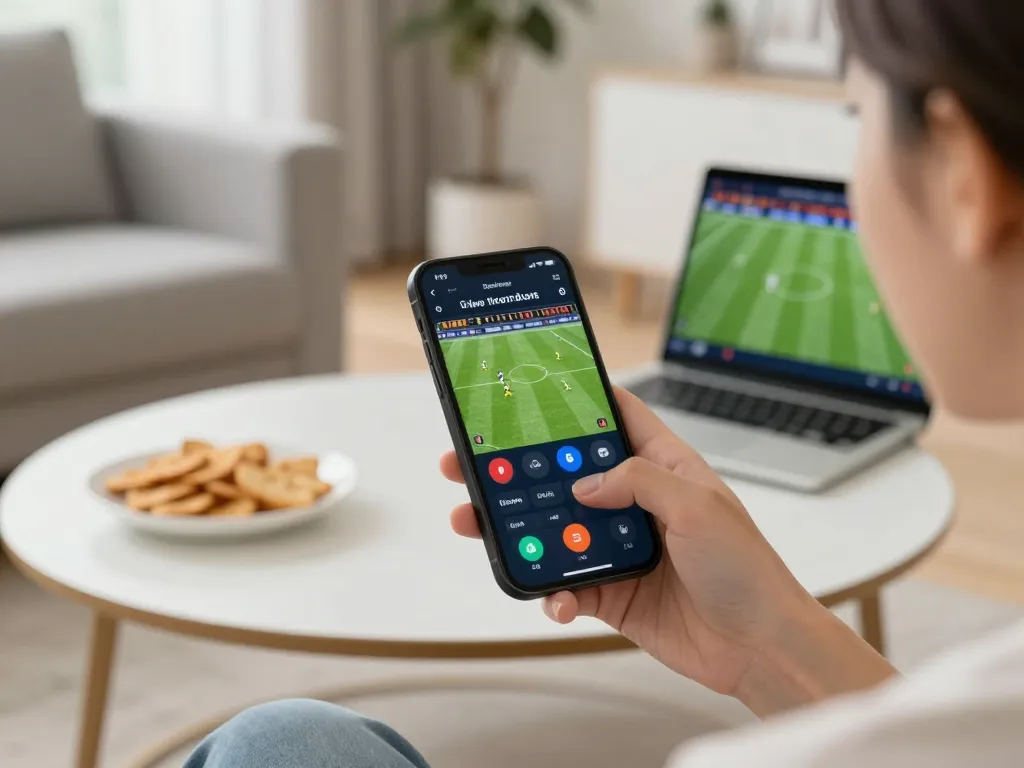 Engaging in live sports betting on KONG 88 app, showcasing smartphone screen with soccer match and betting options.