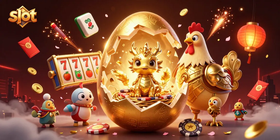 Spin the slot reels adorned with gold symbols amidst a vibrant casino atmosphere.