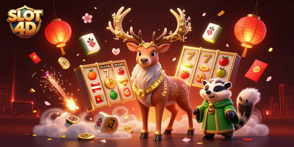 Experience high-stakes excitement with SLOT 4D in this immersive casino themed illustration.
