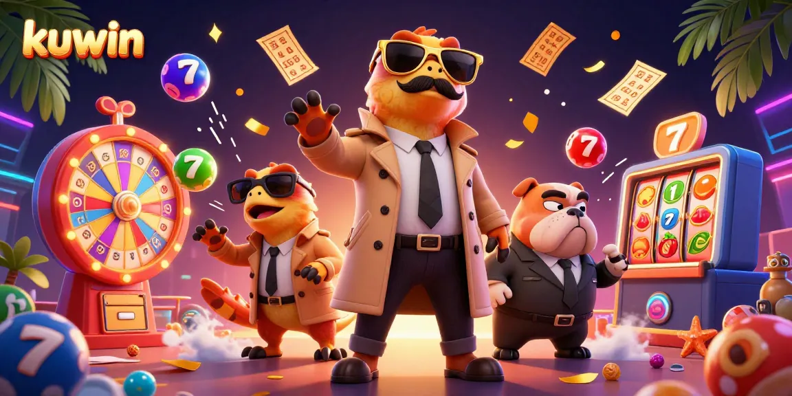 Kuwin's vibrant VIP casino scene shows playful raptors disguised to enter, amidst dynamic gambling elements.