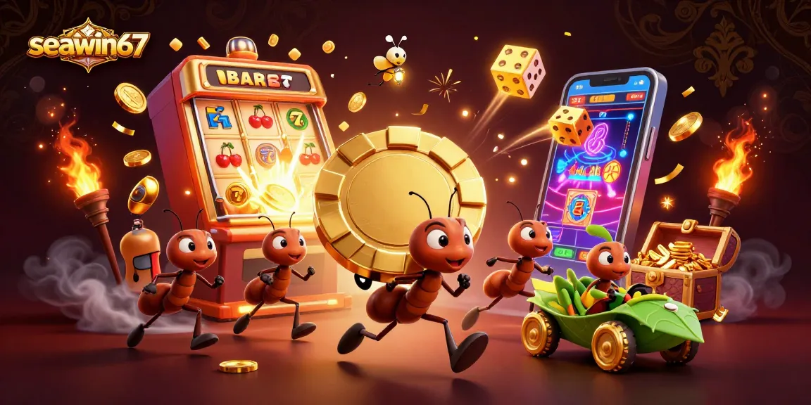Memenangkan jackpot di seawin67 dengan tim semut mencuri chip poker emas yang raksasa!