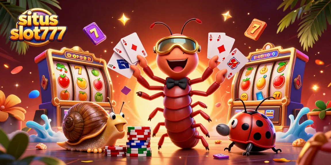 Engage with situs slot777 in a vibrant casino scene featuring colorful slot reels and unique characters.