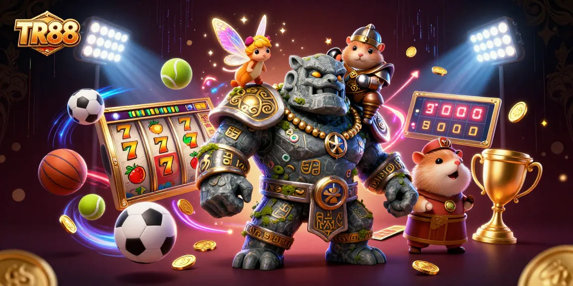 Experience thrilling gambling action with TR88 featuring a golem guardian and enchanted elements.