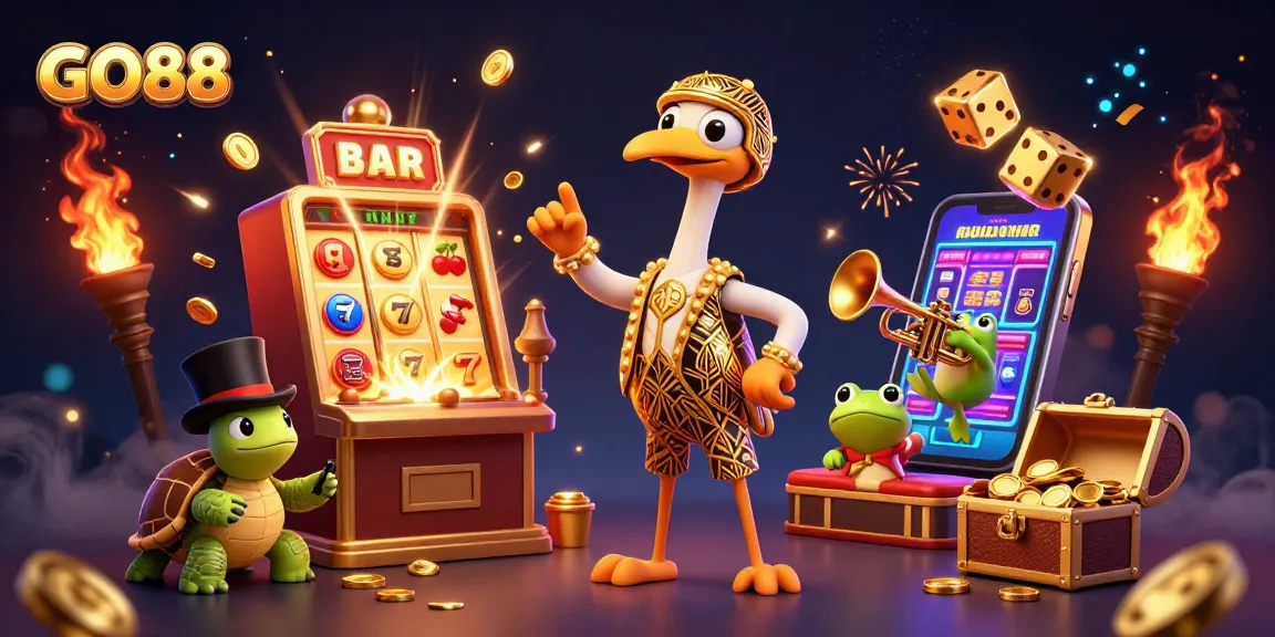 Embrace winning moments with GO88 through exciting casino games amidst dazzling golden elements.