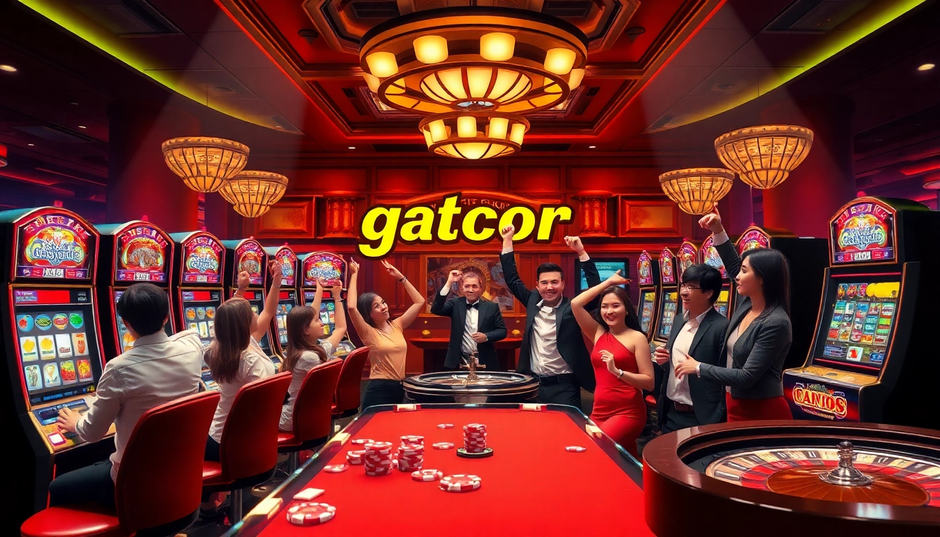 Experience the thrill of slot gacor with dynamic players winning at vibrant casino slot machines.