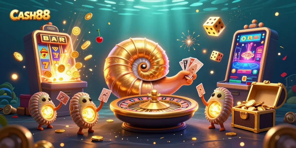 Engage with CASH88 through a dazzling 3D casino scene featuring jackpots, games, and vibrant characters.