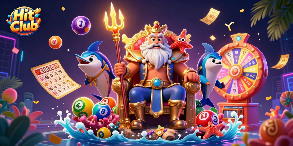 Engage in gambling fun at Hit Club with colorful lottery balls and dynamic imagery.
