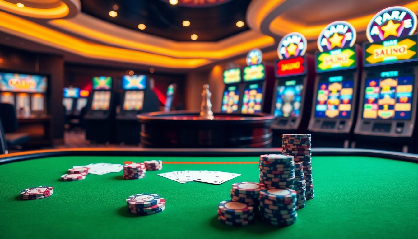 Experience an exciting gaming atmosphere at S8 with vibrant tables and thrilling slot machines.