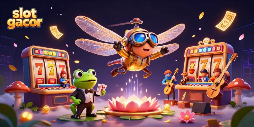 Experience the excitement of slot gacor gameplay in a vibrant 3D casino scene.