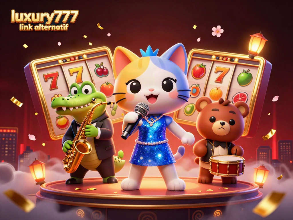 Gim slot menarik dengan luxury777 link alternatif dan karakter lucu di panggung kasino.