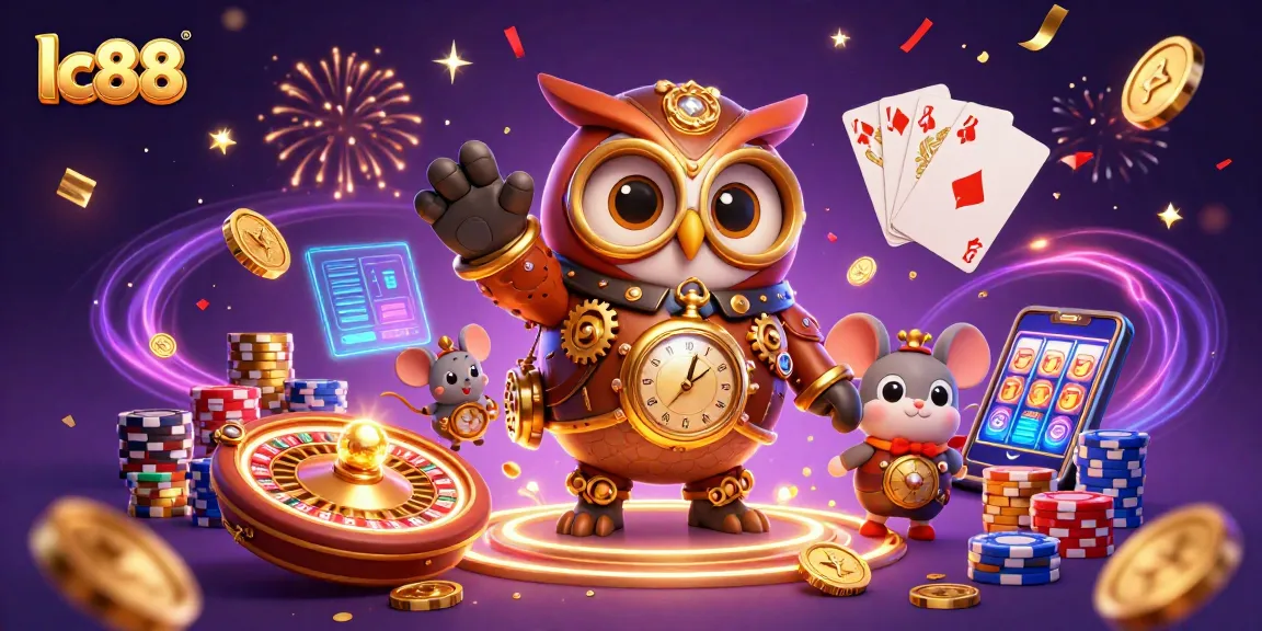 Engage in thrilling gameplay at lc88 as animated characters revel in a dazzling casino setting.