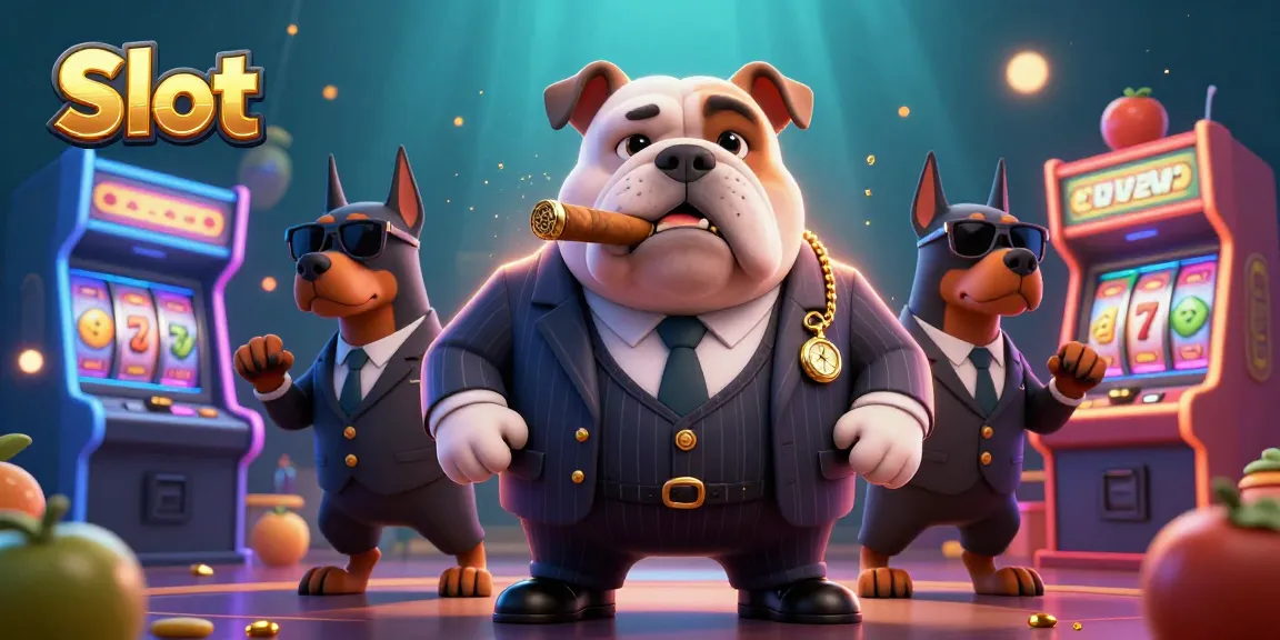 Play winning Slot games with our mafia boss and bodyguards in a colorful casino scene.