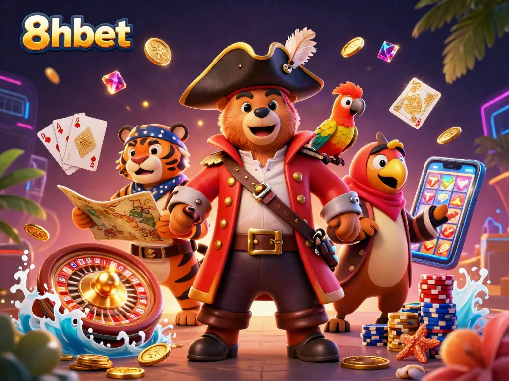Experience the thrilling world of 8xbet with pirate-themed gaming and vibrant casino elements.