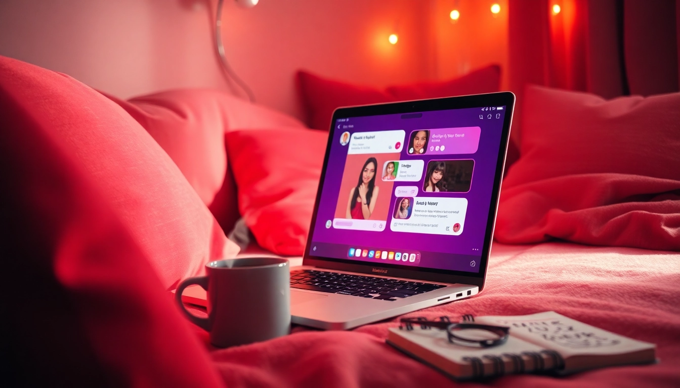Engaging chat interface for sexting AI in an intimate, cozy setting.