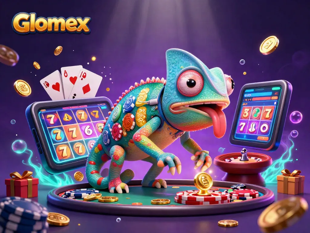 Engage with Glomex's casino magic in a vibrant scene of gaming excitement.