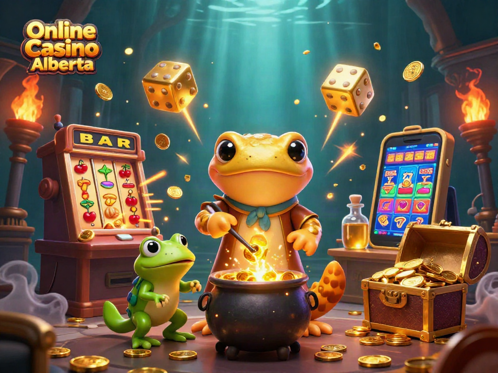Experience winning at Online Casino Alberta with a golden salamander alchemist during an epic jackpot!