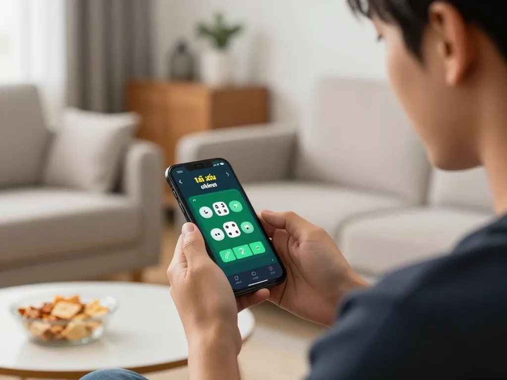Engaging gaming session on app tài xỉu online with vibrant dice rolls showing