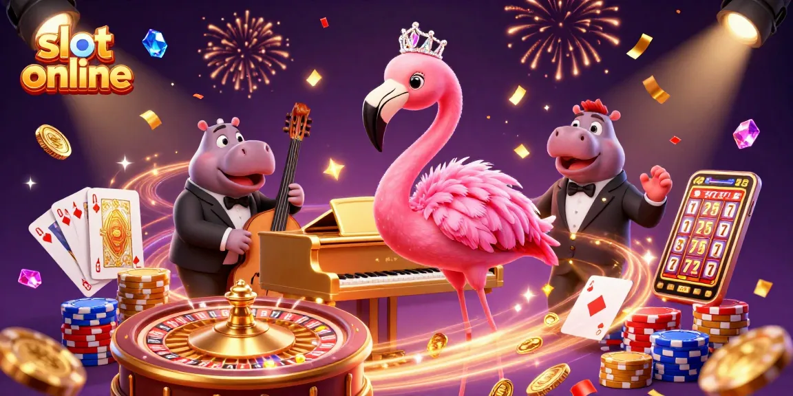 Experience the thrill of slot online with vibrant characters and dazzling casino elements.