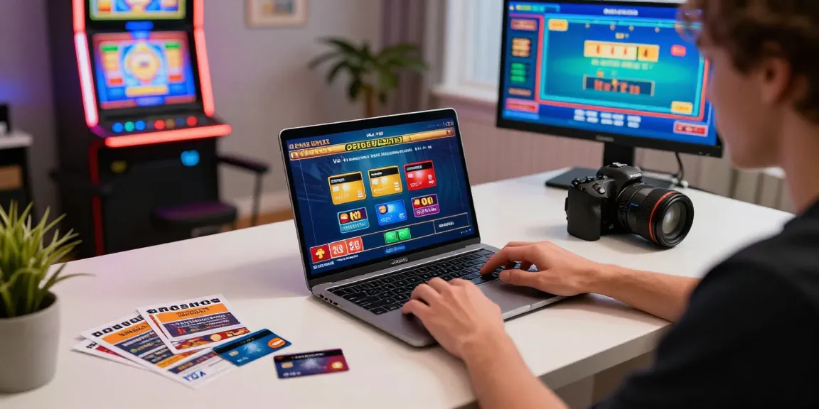 Engaging online gaming scene showcasing credit card casinos from https://eviz.org.uk with vibrant games and modern gaming setup.