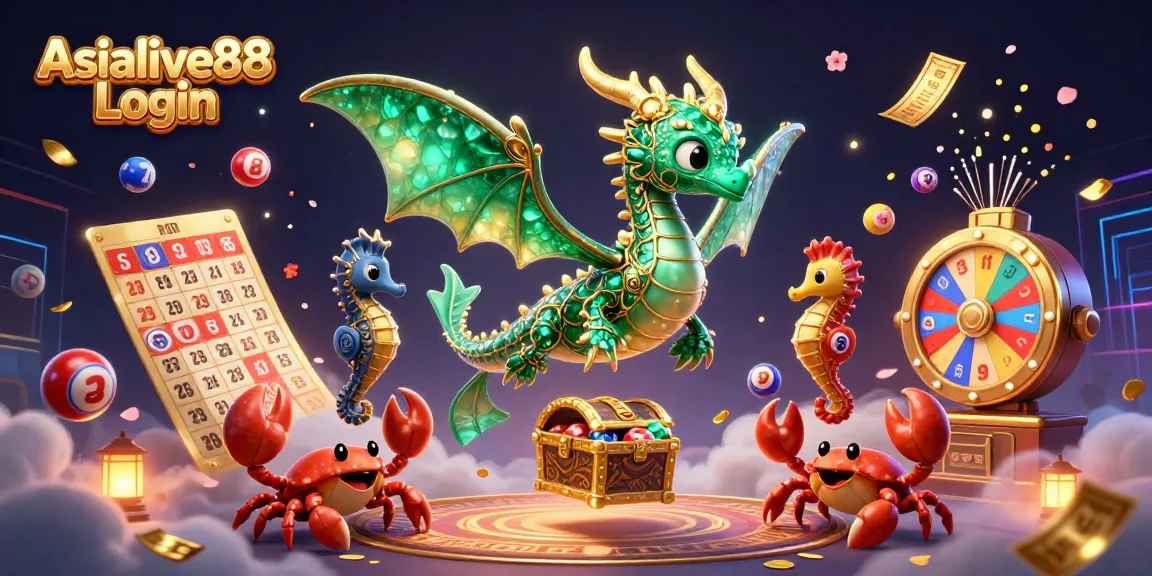 Experience the excitement of Asialive88 Login with a vibrant casino-themed illustration.