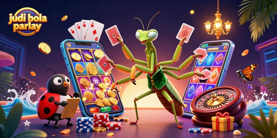 Engage with judi bola parlay in a vibrant 3D scene filled with animated casino elements.