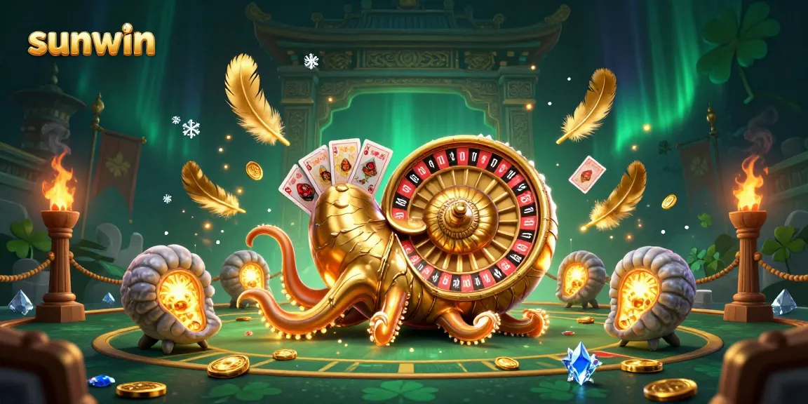 Play immersive games at sunwin with giant nautilus holding cards and vibrant gaming elements.