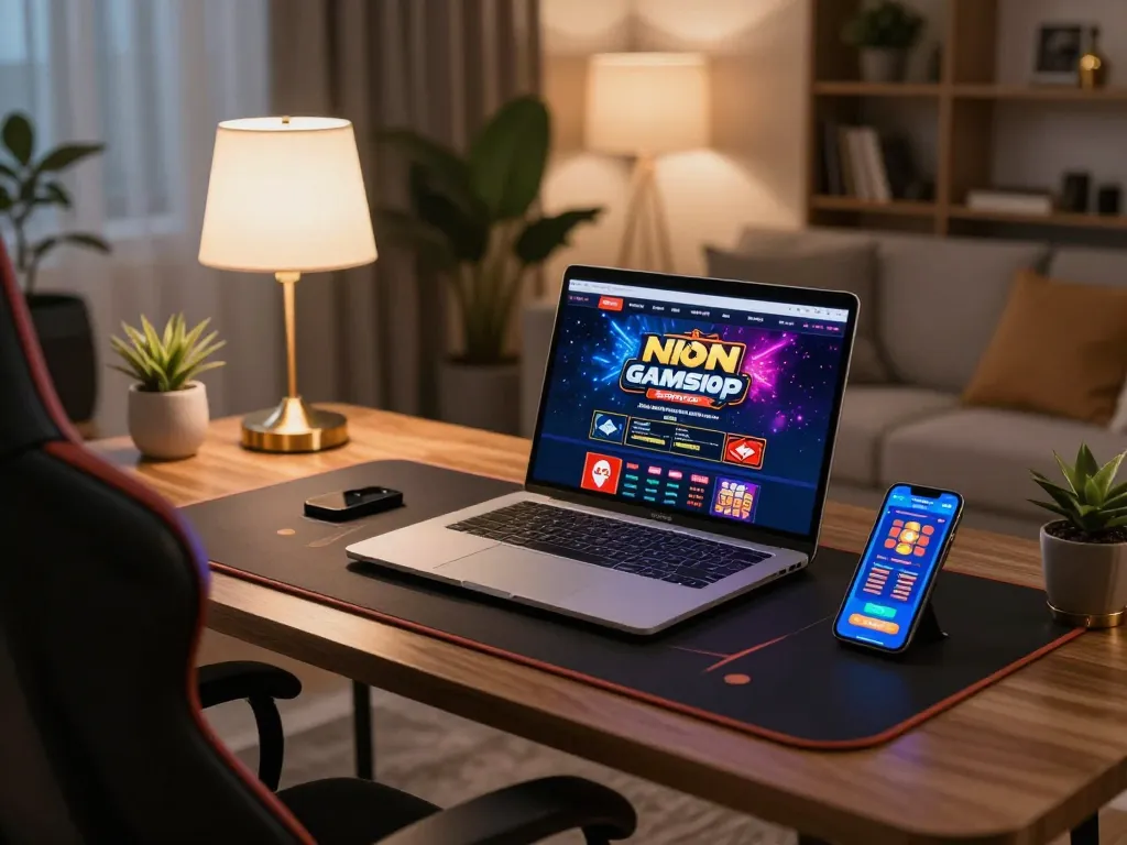 Engaging gameplay at a non gamstop casino on a laptop in a cozy home setting.