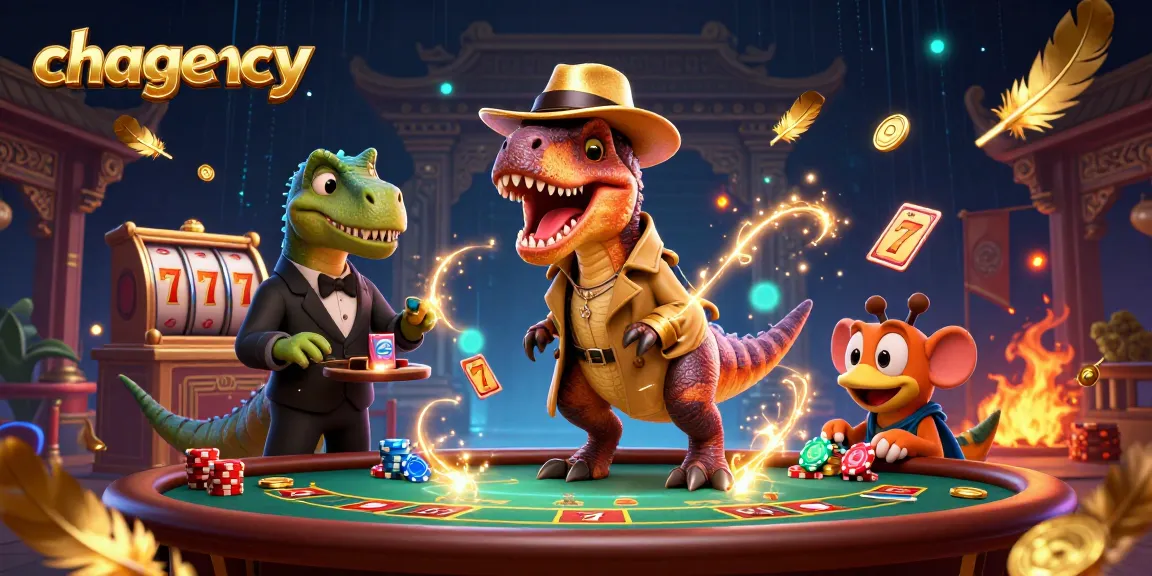 Play exciting games at chagency's dynamic casino scene with a velociraptor card counter trying to blend in.